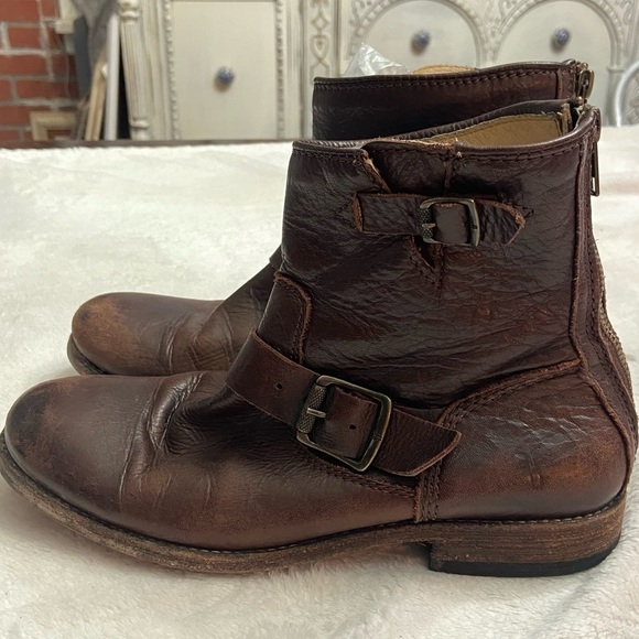 Frye Tyler SVL Engineer Brown Leather Ankle Boots Size 7.5 - Picture 7 of 11